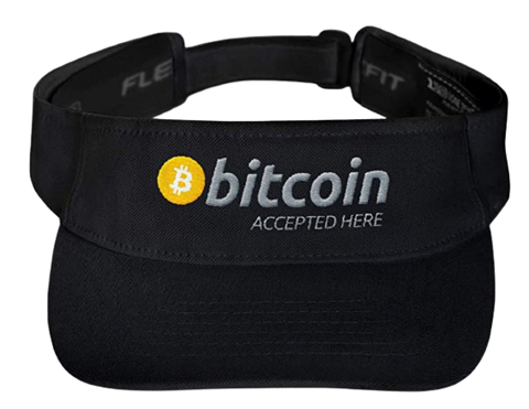 Black BTC Bitcoin Accepted Here Visor