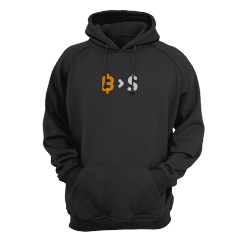 Black Bitcoin Over Fiat Money Hoodie.