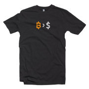 Black Bitcoin Over Fiat Money Tee