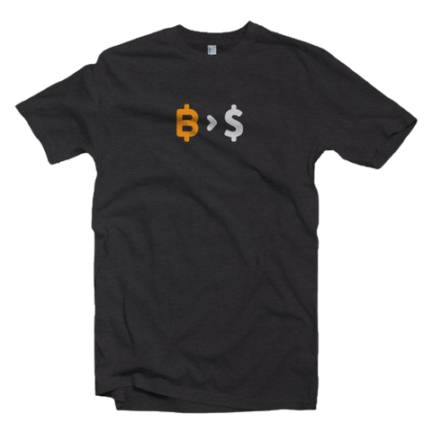 Black Bitcoin Over Fiat Money Tee