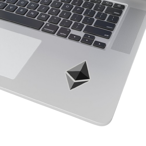 Black Ethereum ETH Logo Transparent Sticker on laptop