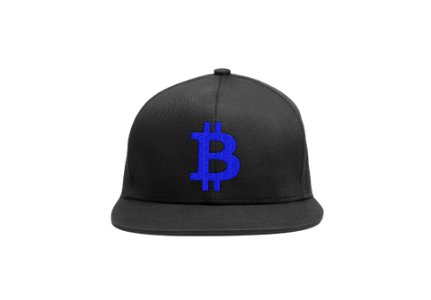 Black Blue Bitcoin Logo Snapback Hat