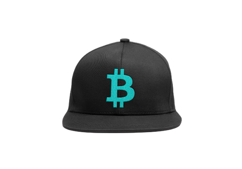 Black Cyan Bitcoin Logo Snapback Hat