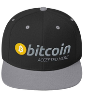 Black Gray Bitcoin Accepted Here Snapback Hat