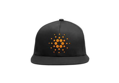 Black Orange Cardano ADA Logo SnapBack Hat