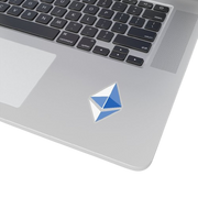 Blue Ethereum ETH Logo Transparent Sticker on laptop