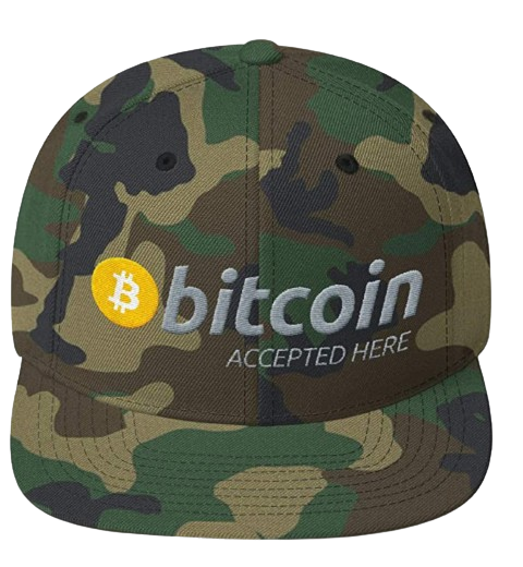 Camo Bitcoin Accepted Here Snapback Hat