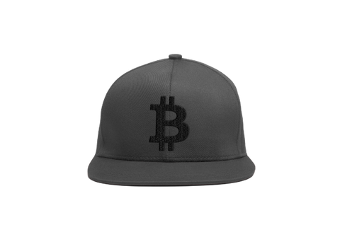 Grey Black Bitcoin Logo Snapback Hat