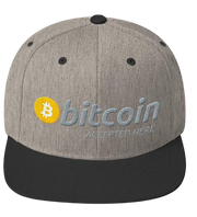 Heather_Black Bitcoin Accepted Here Snapback Hat