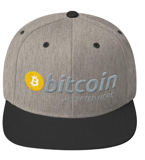 Heather_Black Bitcoin Accepted Here Snapback Hat