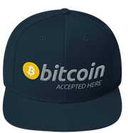 Navy Bitcoin Accepted Here Snapback Hat