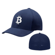 Navy Bitcoin Logo Flexfit Hat Large XL