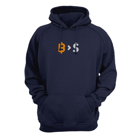 Navy Bitcoin Over Fiat Money Hoodie