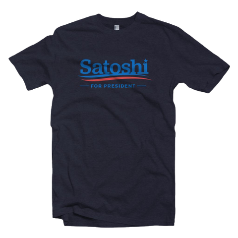 Navy Bitcoin Satoshi For President Tee