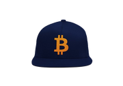 Navy Orange Bitcoin Logo Snapback Hat