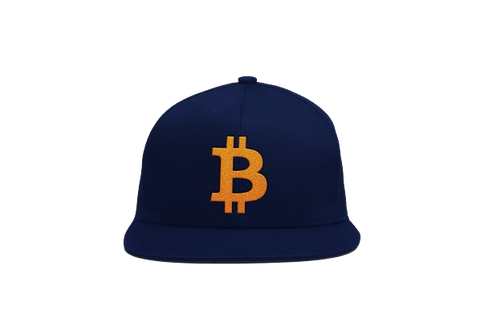 Navy Orange Bitcoin Logo Snapback Hat