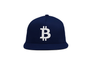 Navy White Bitcoin Logo Snapback Hat