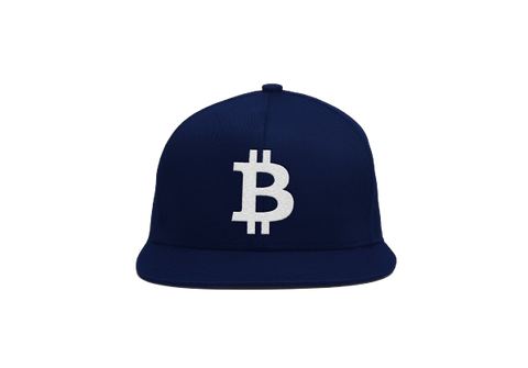 Navy White Bitcoin Logo Snapback Hat