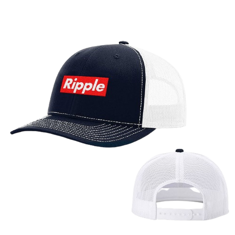  Navy White Ripple Supreme Style Trucker Hat 
