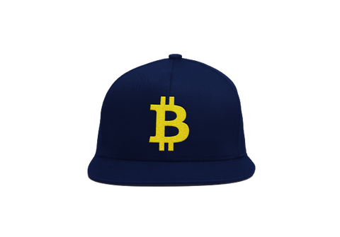Navy Yellow Bitcoin Logo Snapback Hat
