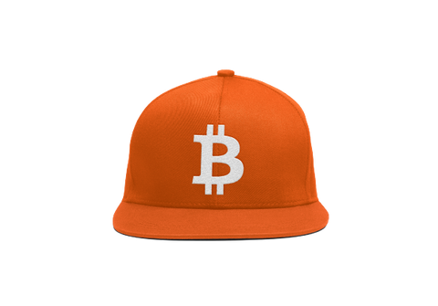 Orange White Bitcoin Logo Snapback Hat