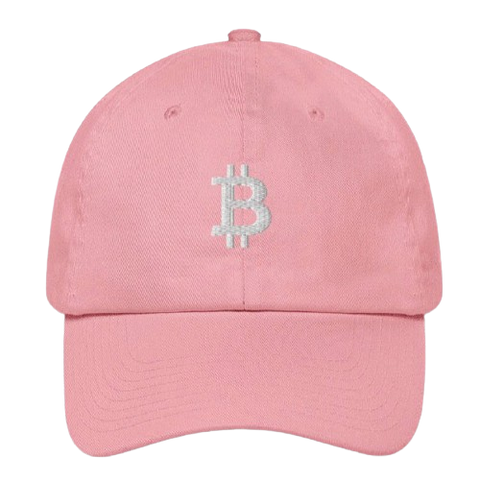 Pink Bitcoin Logo Dad Hat.