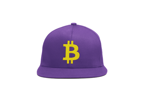 Purple Yellow Bitcoin Logo Snapback Hat