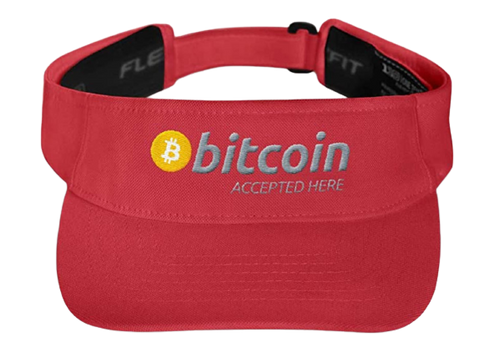 Red BTC Bitcoin Accepted Here Visor