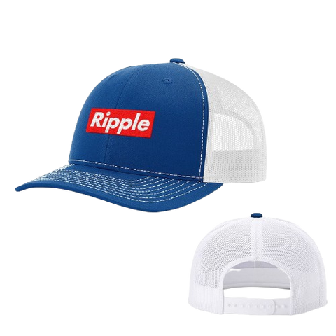 Royal Blue White Ripple Supreme Style Trucker Hat 