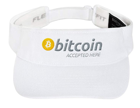 White BTC Bitcoin Accepted Here Visor