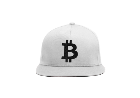 White Black Bitcoin Logo Snapback Hat