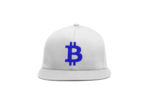 White Blue Bitcoin Logo Snapback Hat