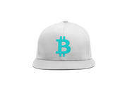 White Cyan Bitcoin Logo Snapback Hat