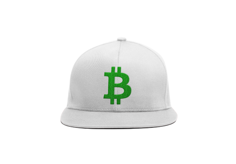 White Green Bitcoin Logo Snapback Hat