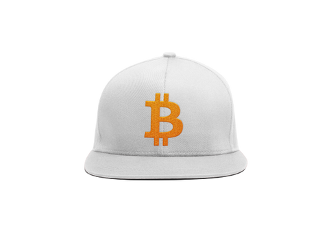 White Orange Bitcoin Logo Snapback Hat