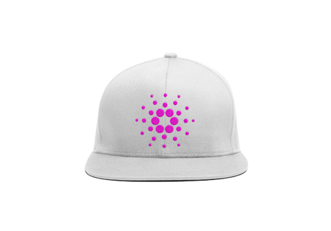 White Pink Cardano ADA Logo SnapBack Hat