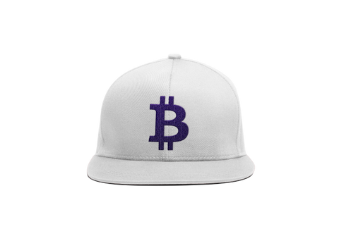 White Purple Bitcoin Logo Snapback Hat