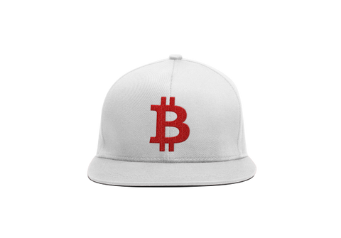 White Red Bitcoin Logo Snapback Hat